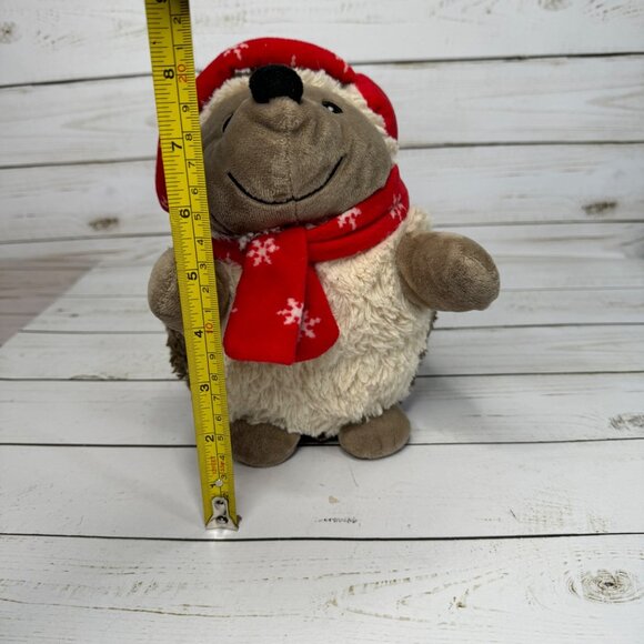 Kellytoy Soft Plush Hedgehog Toy Red Winter Ear Muffs 8" Plush Stuffed Animal - Picture 7 of 7